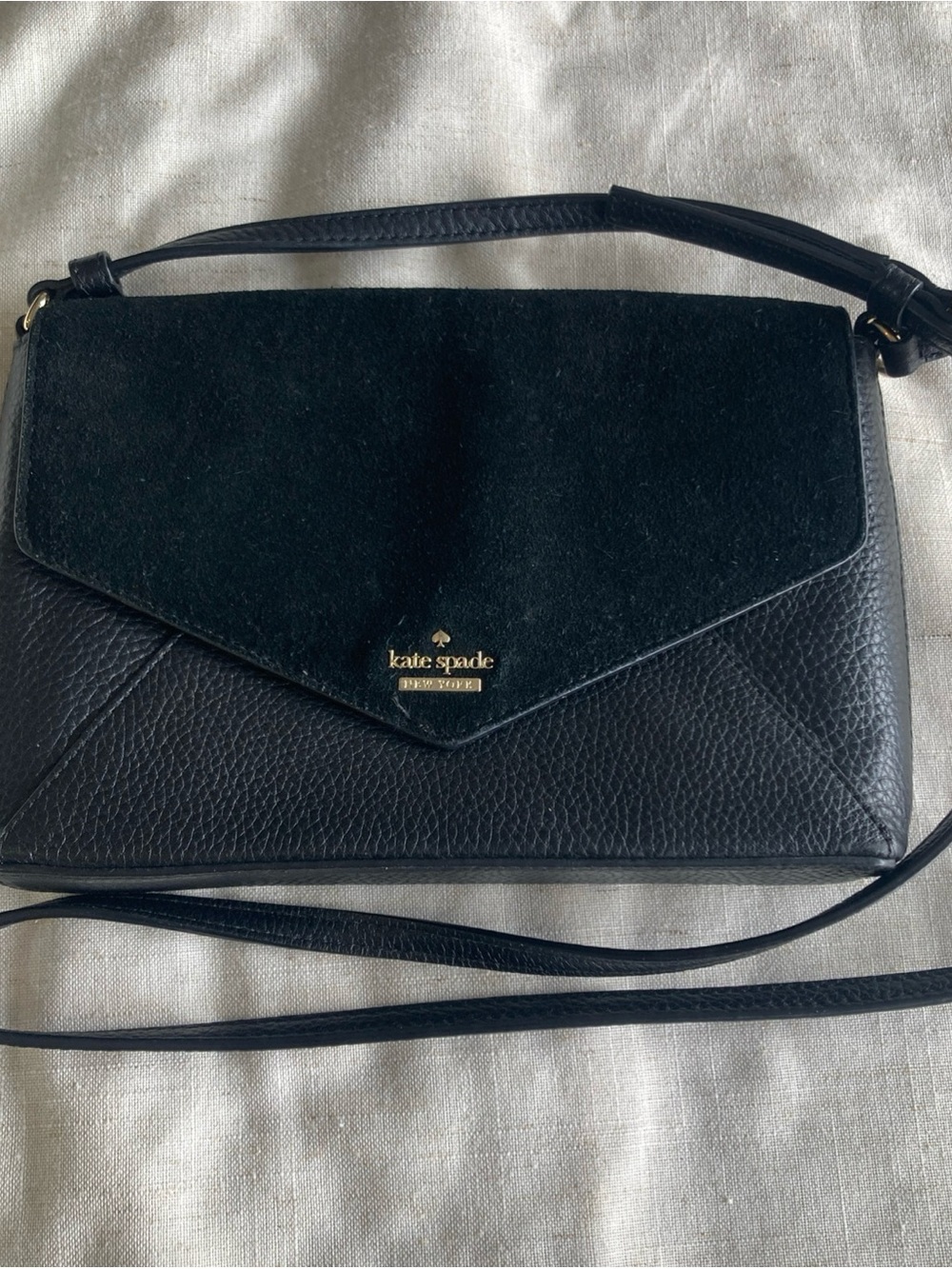 kate spade Black Leather & Suede Envelope Crossbody